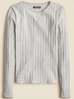 J.Crew Pointelle Long Sleeve Tee Gray Size Medium